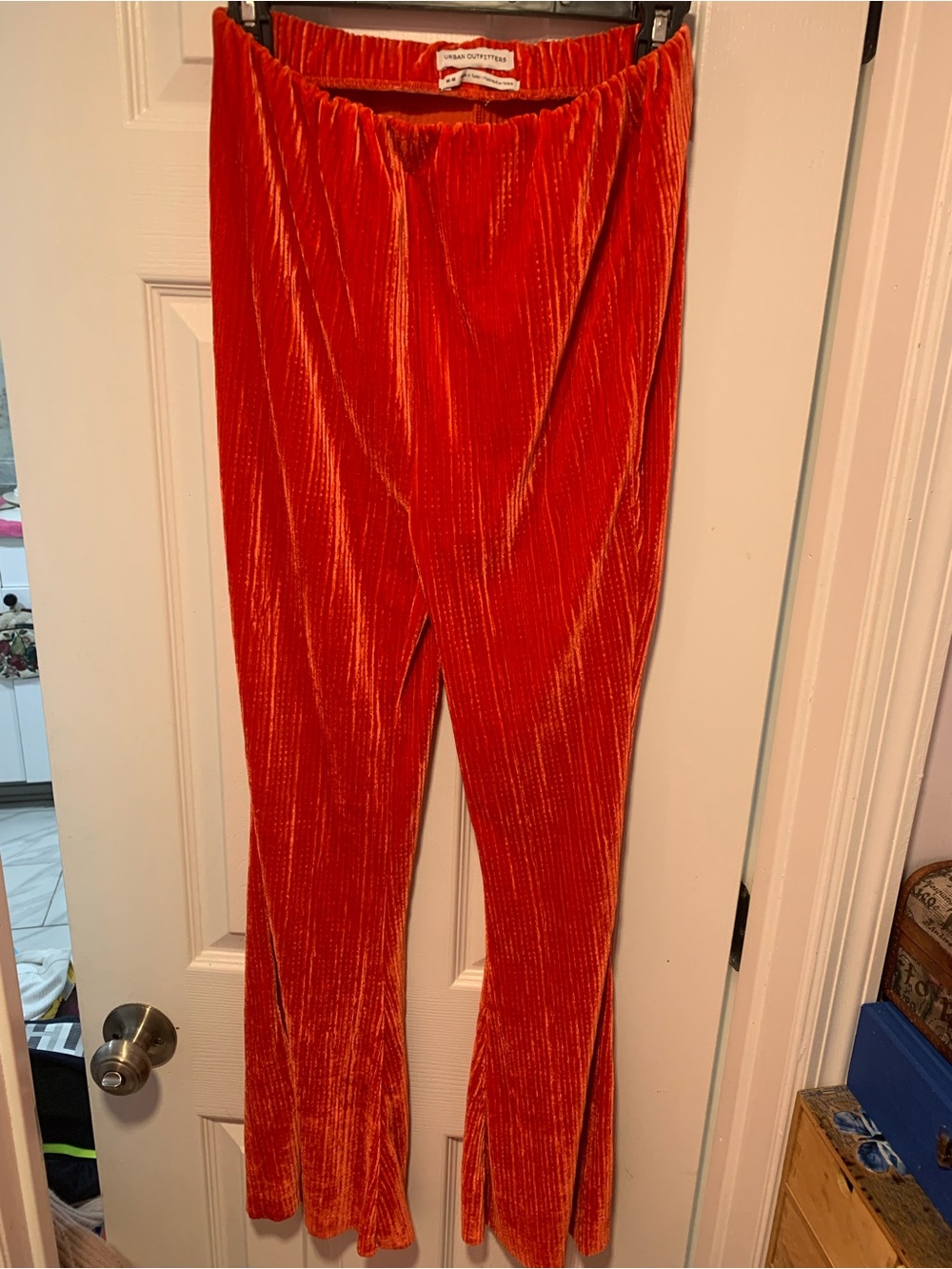 Urban Outfitters Red Velvet Ribbed Pants